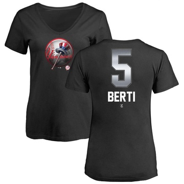 Women's New York Yankees Jon Berti ＃5 Midnight Mascot V-Neck T-Shirt - Black