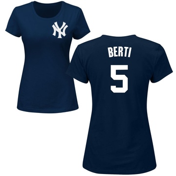 Women's New York Yankees Jon Berti ＃5 Roster Name & Number T-Shirt - Navy