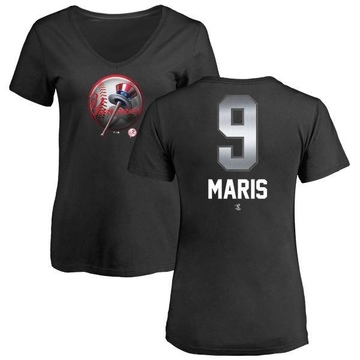 Women's New York Yankees Roger Maris ＃9 Midnight Mascot V-Neck T-Shirt - Black