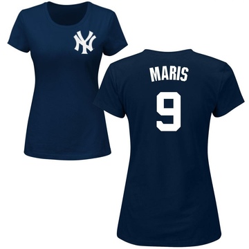 Women's New York Yankees Roger Maris ＃9 Roster Name & Number T-Shirt - Navy