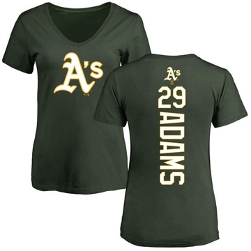 Women's Oakland Athletics Austin Adams ＃29 Backer Slim Fit T-Shirt - Green
