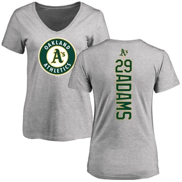 Women's Oakland Athletics Austin Adams ＃29 Backer Slim Fit T-Shirt Ash