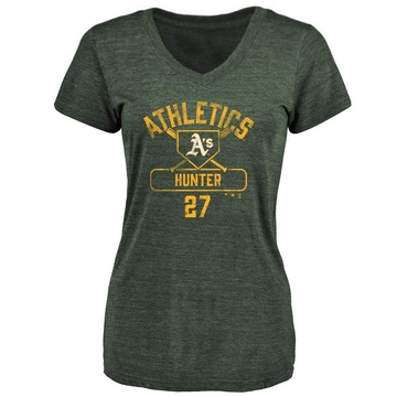 Women's Oakland Athletics Catfish Hunter ＃27 Base Runner T-Shirt - Green
