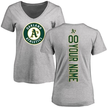 Women's Oakland Athletics Custom ＃00 Backer Slim Fit T-Shirt Ash