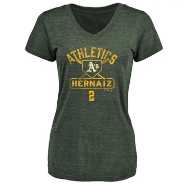 Women's Oakland Athletics Darell Hernaiz ＃2 Base Runner T-Shirt - Green