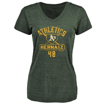 Women's Oakland Athletics Darell Hernaiz ＃48 Base Runner T-Shirt - Green