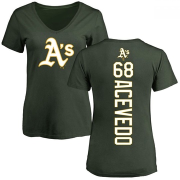 Women's Oakland Athletics Domingo Acevedo ＃68 Backer Slim Fit T-Shirt - Green