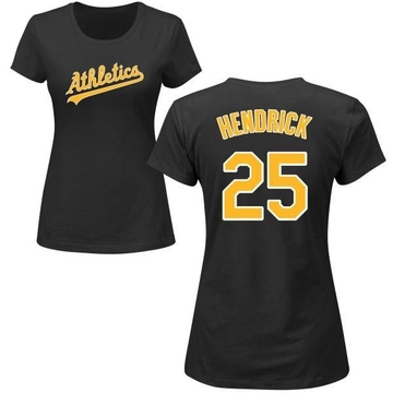 Women's Oakland Athletics George Hendrick ＃25 Roster Name & Number T-Shirt - Black