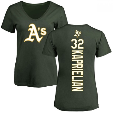 Women's Oakland Athletics James Kaprielian ＃32 Backer Slim Fit T-Shirt - Green