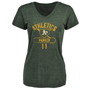 Women's Oakland Athletics Jarrod Parker ＃11 Base Runner T-Shirt - Green