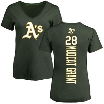 Women's Oakland Athletics Jim Mudcat Grant ＃28 Backer Slim Fit T-Shirt - Green