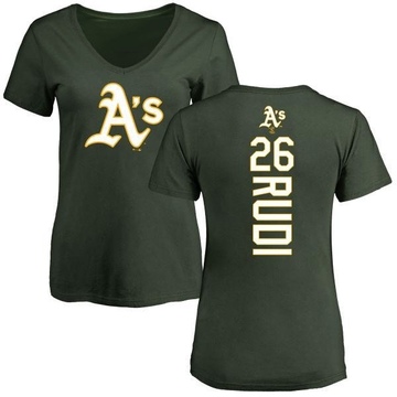 Women's Oakland Athletics Joe Rudi ＃26 Backer Slim Fit T-Shirt - Green