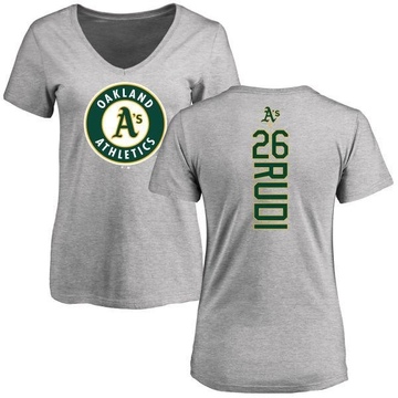 Women's Oakland Athletics Joe Rudi ＃26 Backer Slim Fit T-Shirt Ash