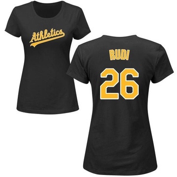 Women's Oakland Athletics Joe Rudi ＃26 Roster Name & Number T-Shirt - Black
