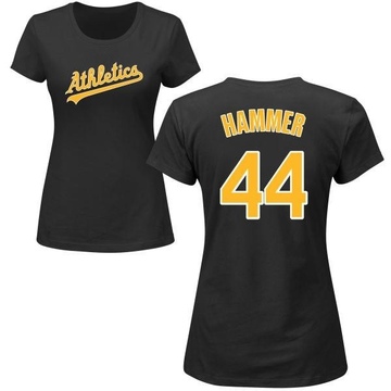 Women's Oakland Athletics Mc Hammer ＃44 Roster Name & Number T-Shirt - Black