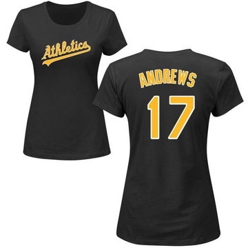 Women's Oakland Athletics Mike Andrews ＃17 Roster Name & Number T-Shirt - Black