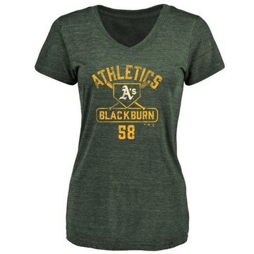 Women's Oakland Athletics Paul Blackburn ＃58 Base Runner T-Shirt - Green