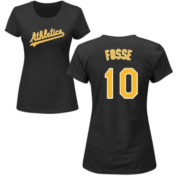 Women's Oakland Athletics Ray Fosse ＃10 Roster Name & Number T-Shirt - Black
