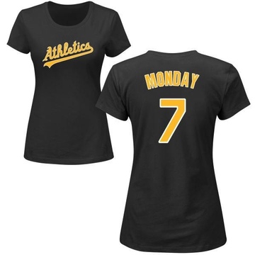 Women's Oakland Athletics Rick Monday ＃7 Roster Name & Number T-Shirt - Black
