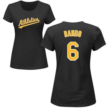 Women's Oakland Athletics Sal Bando ＃6 Roster Name & Number T-Shirt - Black