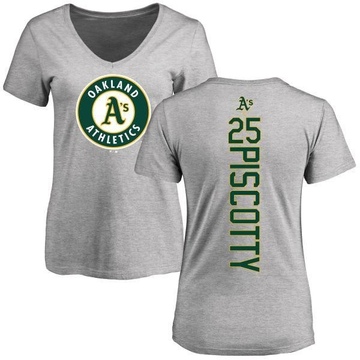 Women's Oakland Athletics Stephen Piscotty ＃25 Backer Slim Fit T-Shirt Ash