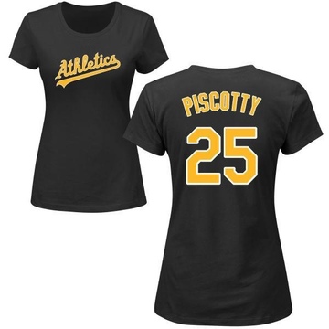 Women's Oakland Athletics Stephen Piscotty ＃25 Roster Name & Number T-Shirt - Black