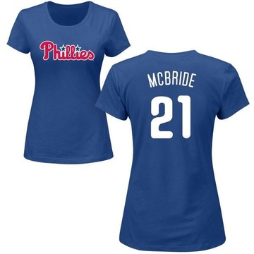 Women's Philadelphia Phillies Bake Mcbride ＃21 Roster Name & Number T-Shirt - Royal