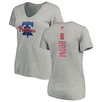 Women's Philadelphia Phillies Bob Boone ＃8 Backer Slim Fit T-Shirt Ash