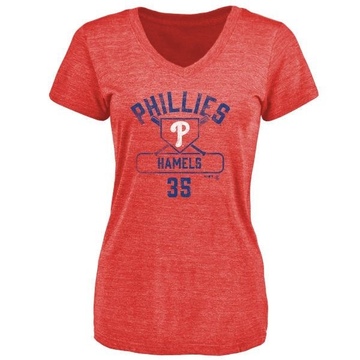 Women's Philadelphia Phillies Cole Hamels ＃35 Base Runner T-Shirt - Red