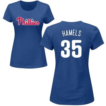 Women's Philadelphia Phillies Cole Hamels ＃35 Roster Name & Number T-Shirt - Royal