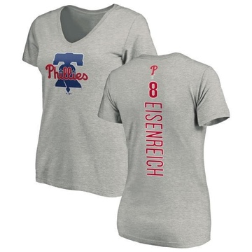 Women's Philadelphia Phillies Jim Eisenreich ＃8 Backer Slim Fit T-Shirt Ash