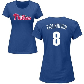 Women's Philadelphia Phillies Jim Eisenreich ＃8 Roster Name & Number T-Shirt - Royal