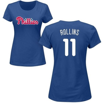 Women's Philadelphia Phillies Jimmy Rollins ＃11 Roster Name & Number T-Shirt - Royal