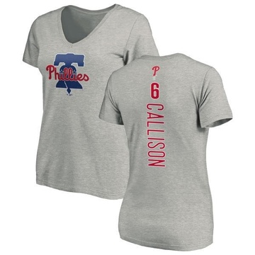 Women's Philadelphia Phillies Johnny Callison ＃6 Backer Slim Fit T-Shirt Ash