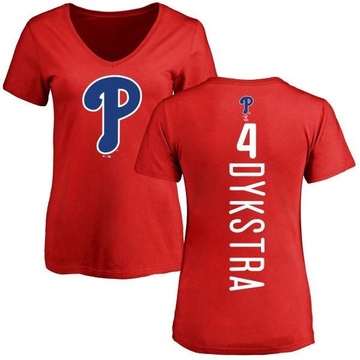 Women's Philadelphia Phillies Lenny Dykstra ＃4 Backer Slim Fit T-Shirt - Red