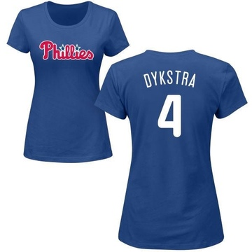 Women's Philadelphia Phillies Lenny Dykstra ＃4 Roster Name & Number T-Shirt - Royal