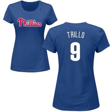 Women's Philadelphia Phillies Manny Trillo ＃9 Roster Name & Number T-Shirt - Royal