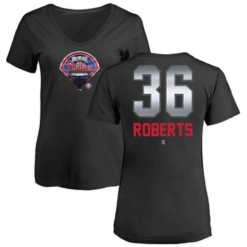 Women's Philadelphia Phillies Robin Roberts ＃36 Midnight Mascot V-Neck T-Shirt - Black