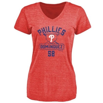 Women's Philadelphia Phillies Seranthony Dominguez ＃58 Base Runner T-Shirt - Red