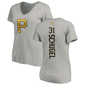 Women's Pittsburgh Pirates A.J. Schugel ＃31 Backer Slim Fit T-Shirt Ash