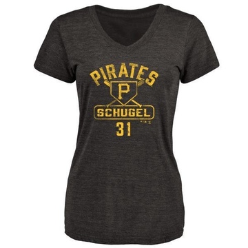Women's Pittsburgh Pirates A.J. Schugel ＃31 Base Runner T-Shirt - Black