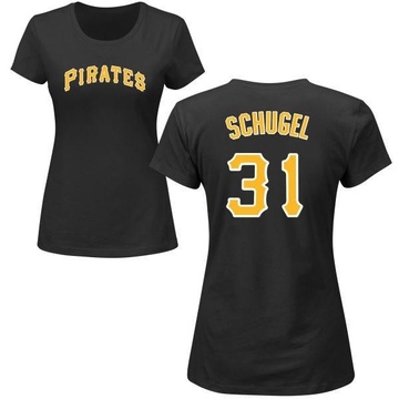 Women's Pittsburgh Pirates A.J. Schugel ＃31 Roster Name & Number T-Shirt - Black