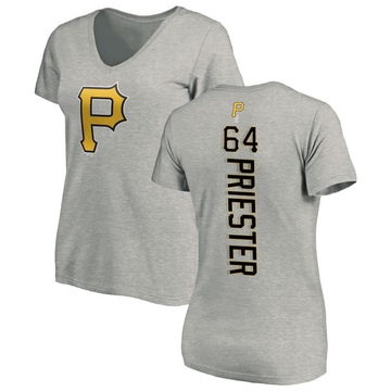 Women's Pittsburgh Pirates Quinn Priester ＃64 Backer Slim Fit T-Shirt Ash