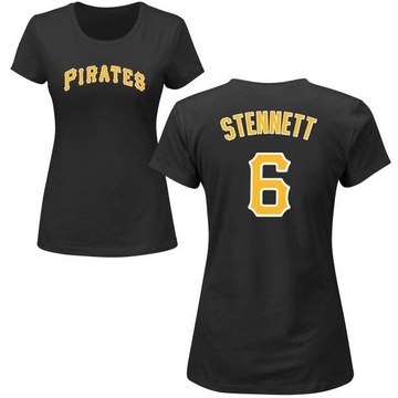 Women's Pittsburgh Pirates Rennie Stennett ＃6 Roster Name & Number T-Shirt - Black