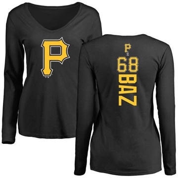 Women's Pittsburgh Pirates Shane Baz ＃68 Backer Slim Fit Long Sleeve T-Shirt - Black