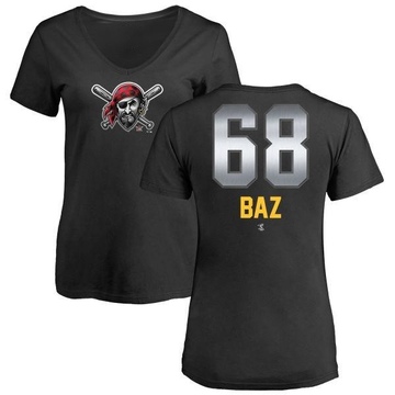 Women's Pittsburgh Pirates Shane Baz ＃68 Midnight Mascot V-Neck T-Shirt - Black
