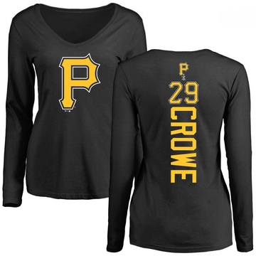 Women's Pittsburgh Pirates Wil Crowe ＃29 Backer Slim Fit Long Sleeve T-Shirt - Black