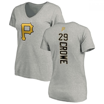 Women's Pittsburgh Pirates Wil Crowe ＃29 Backer Slim Fit T-Shirt Ash