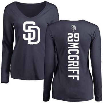 Women's San Diego Padres Fred Mcgriff ＃29 Backer Slim Fit Long Sleeve T-Shirt - Navy