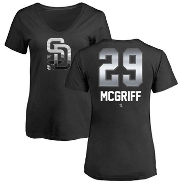 Women's San Diego Padres Fred Mcgriff ＃29 Midnight Mascot V-Neck T-Shirt - Black